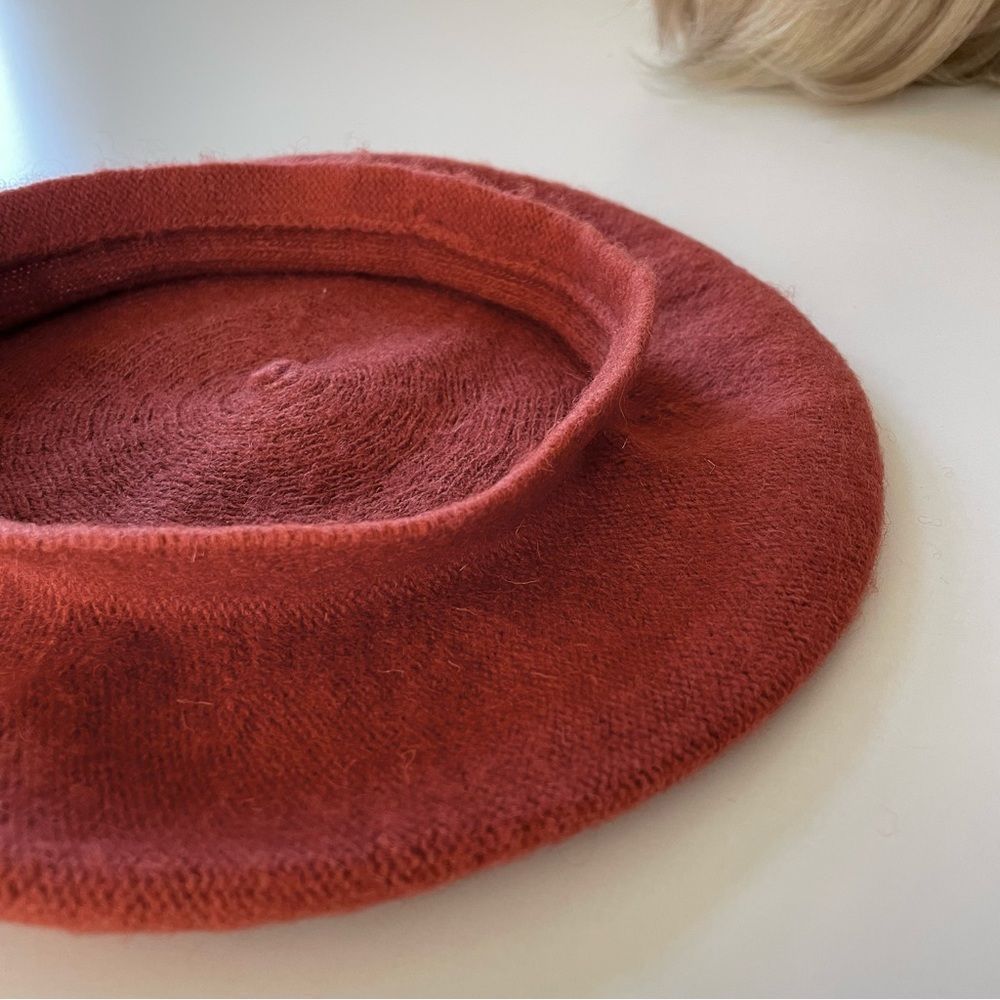 Light Rust, Pumpkin Spice French Beret Hat with Classic Tail at Center T… - Picture 6 of 8